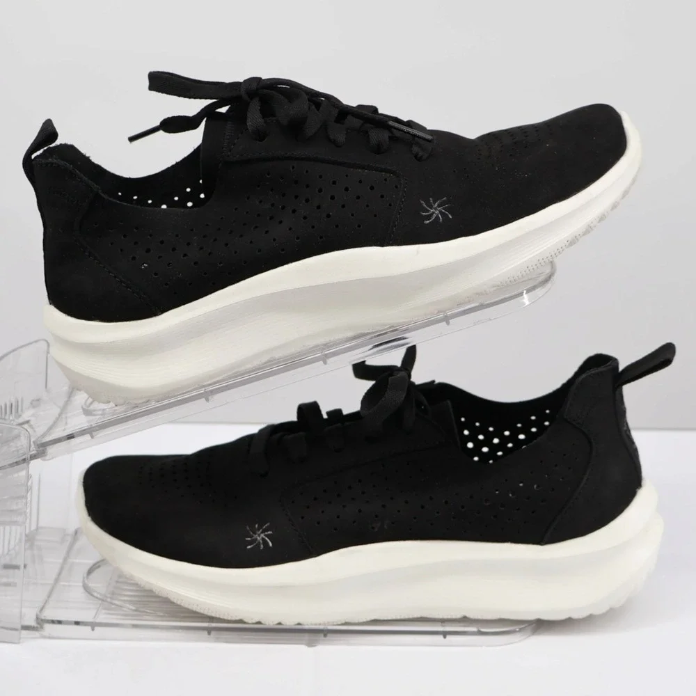 Clarks Solevana Black Perforated Sneaker Side Zip Comfort Shoe 6M